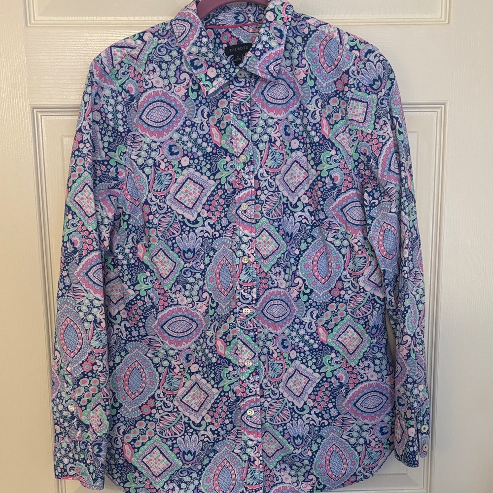 Talbots EUC Blue and Pink Paisley Shirt